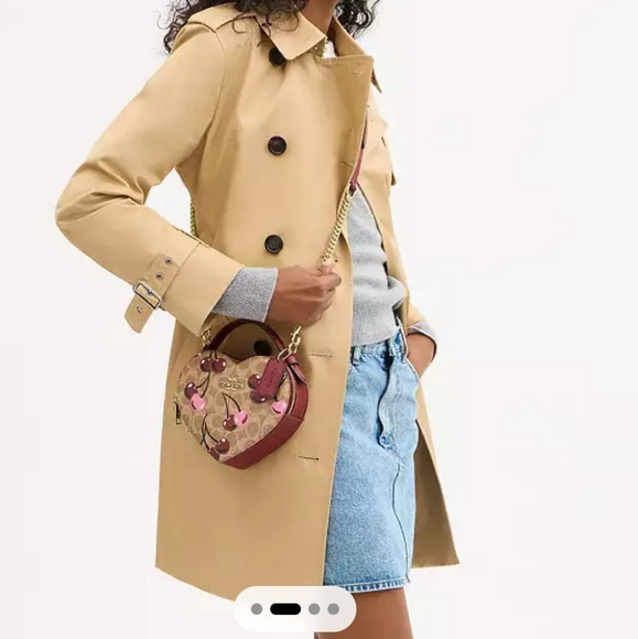 Coach Heart Crossbody Bag In Signature Canvas With Cherry Print - Picture 6 of 6